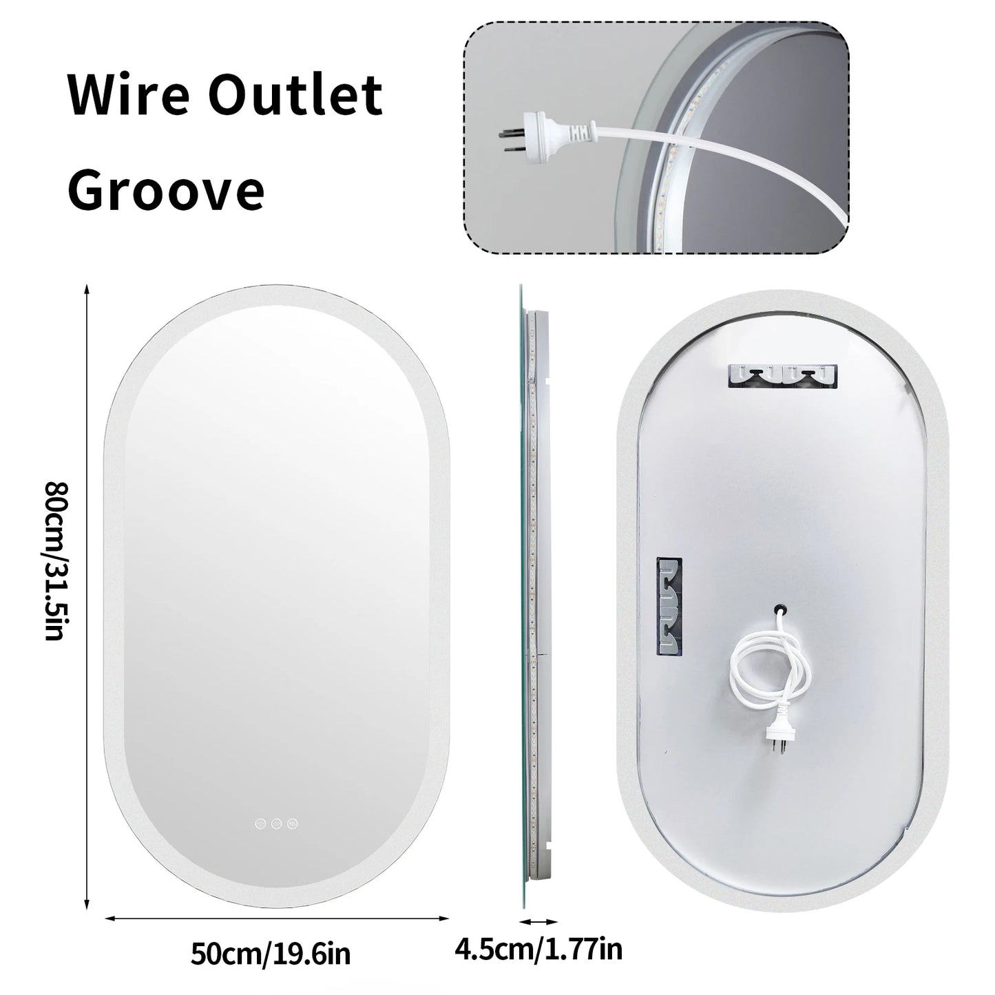 Wisfor Led Bathroom Mirror Oval Backlit Vanity Frameless Anti Fog