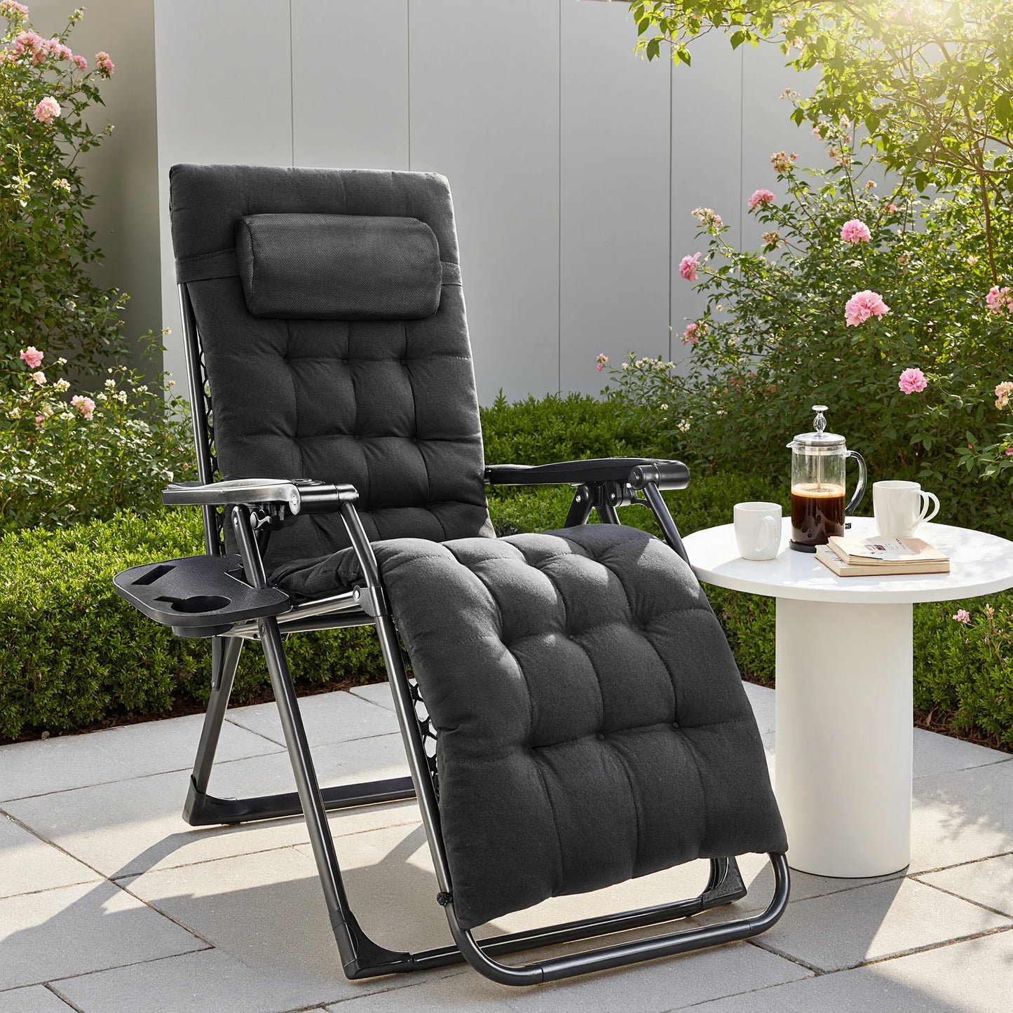 JHK Zero Gravity Folding Outdoor Recliner Chair With Cup Holders