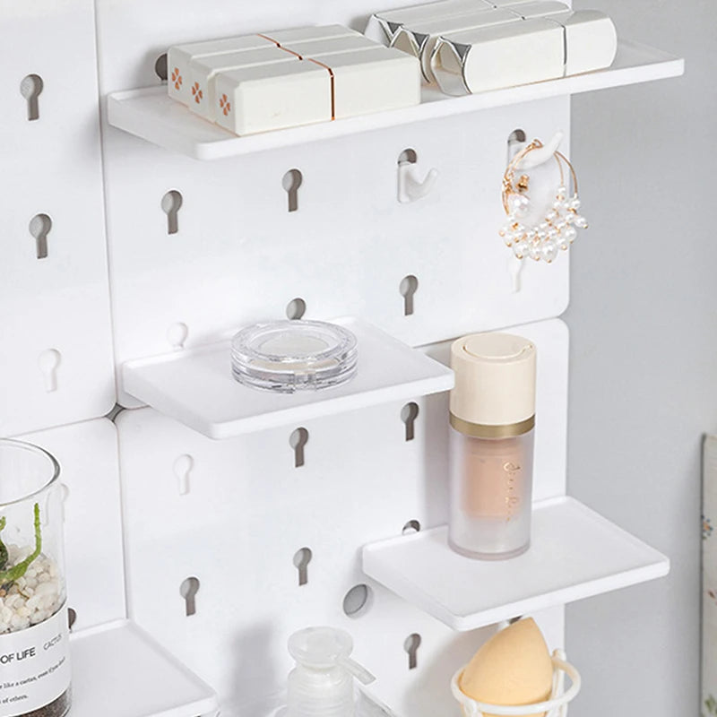 Perforation Free Wall Mount Plastic Shelving for Bathroom and Dorm