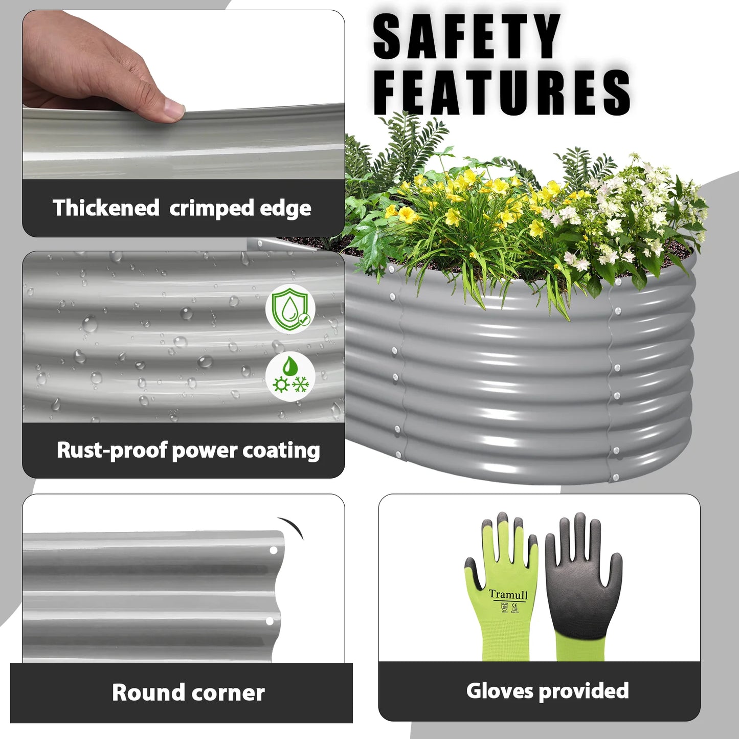 Tramull Galvanized Raised Garden Bed Kit Oval Planter Box