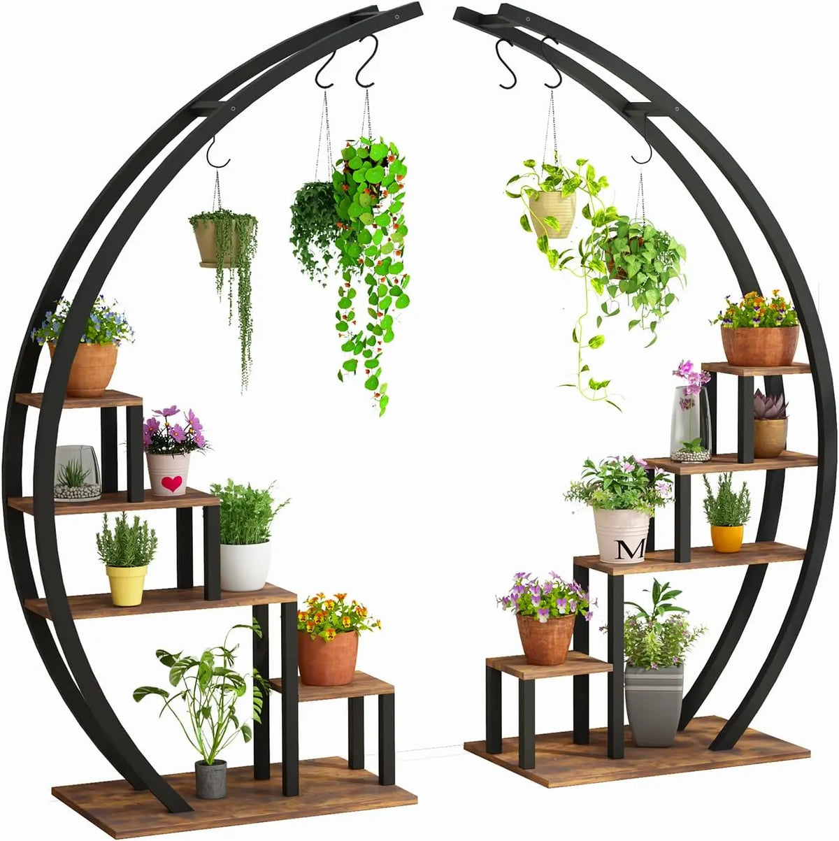 Twister.Ck 5 Tier Metal Half Moon Plant Stand Indoor Patio Shelf