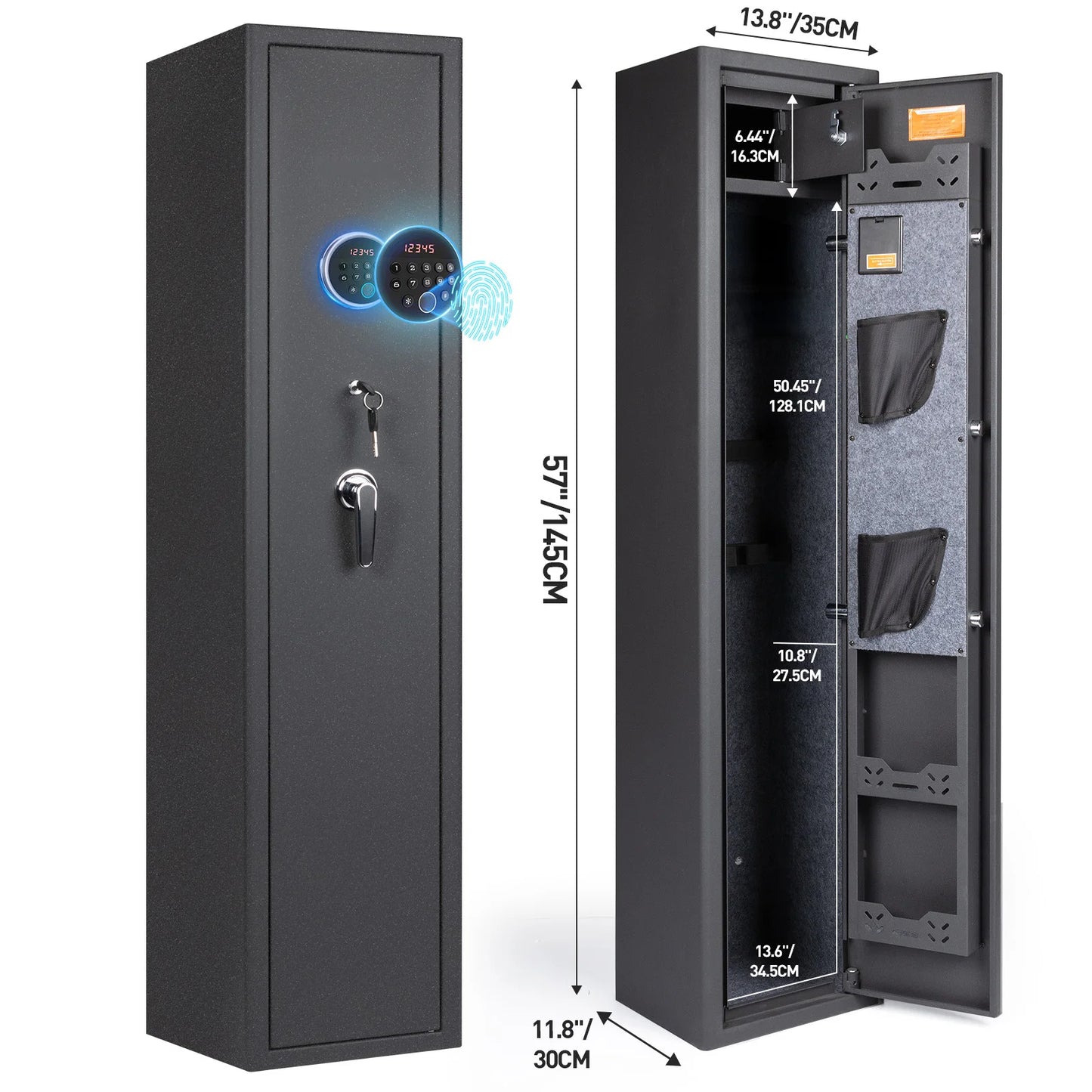 Biometric Gun Safe For Rifles And Pistols With Removable Shelf
