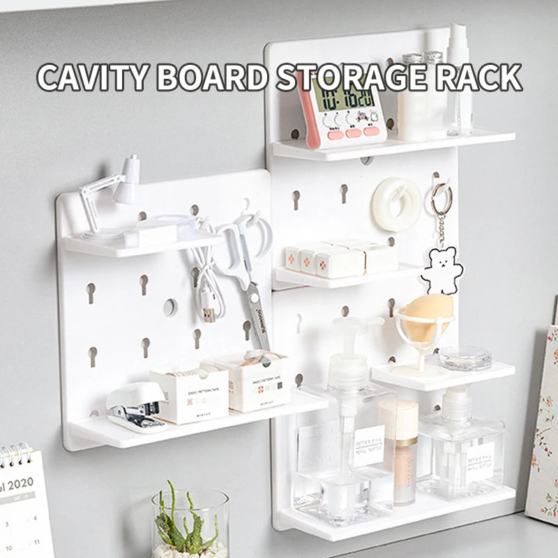Perforation-Free Wall Shelving Rack, Plastic, Ideal For Dorms