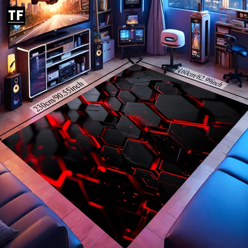 Cyberpunk Velvet Area Rug HD Print Non Slip Mat For Gaming Room