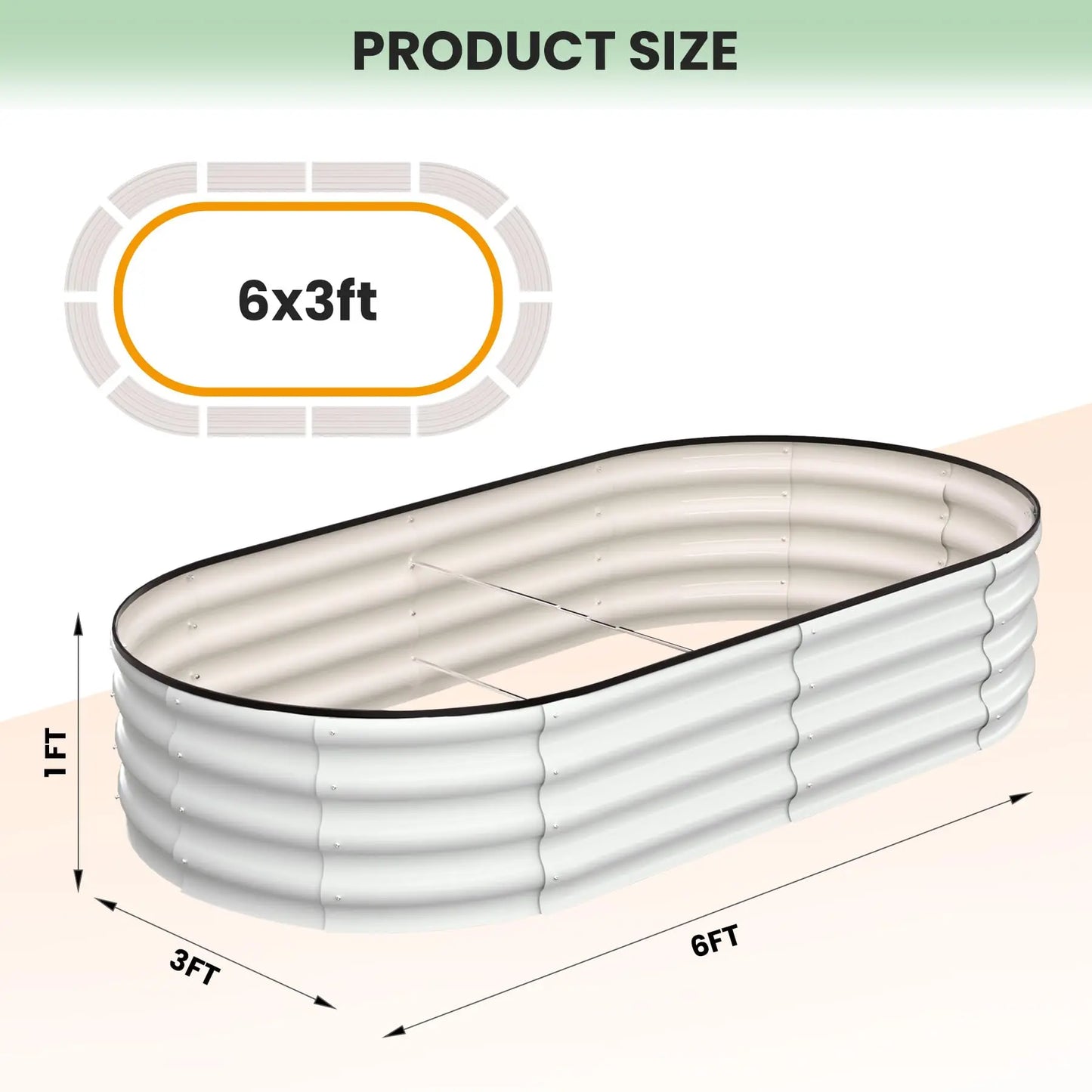 HiMISS 2-Pack Oval Galvanized Steel Raised Garden Beds