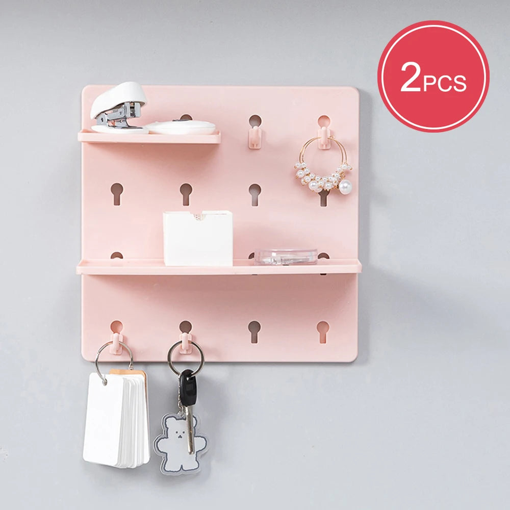 Perforation-Free Wall Shelving Rack, Plastic, Ideal For Dorms