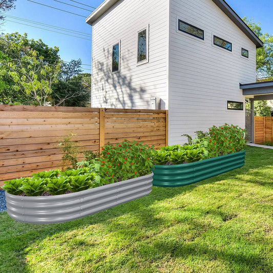 Tramull Galvanized Raised Garden Bed Kit 2 Pack Oval Planter