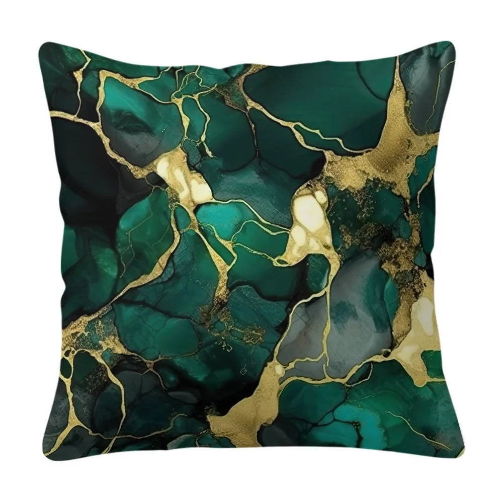 Marble Pattern Velvet Pillow Covers Set, Polyester Cushion Cases