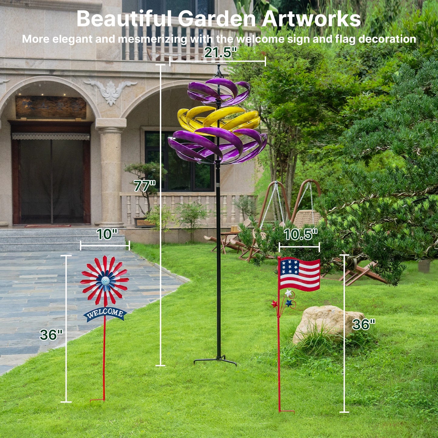 Wind Spinner Outdoor Metal Kinetic Garden Decor Sculpture