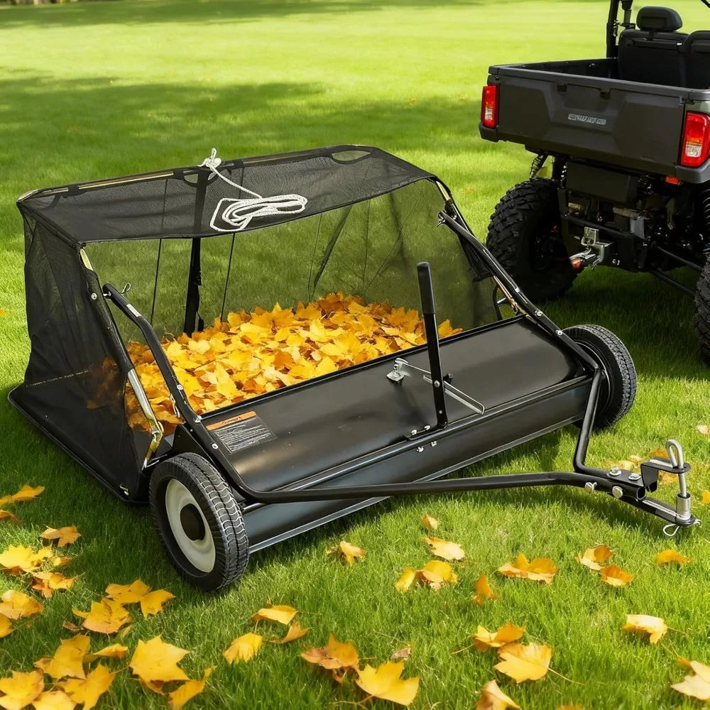 Tow Behind Lawn Sweeper With Adjustable Brush Height