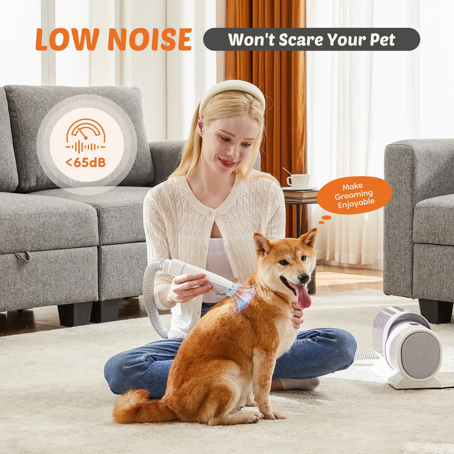 Sweetcrispy Pet Grooming Clipper And Vacuum Kit Cordless