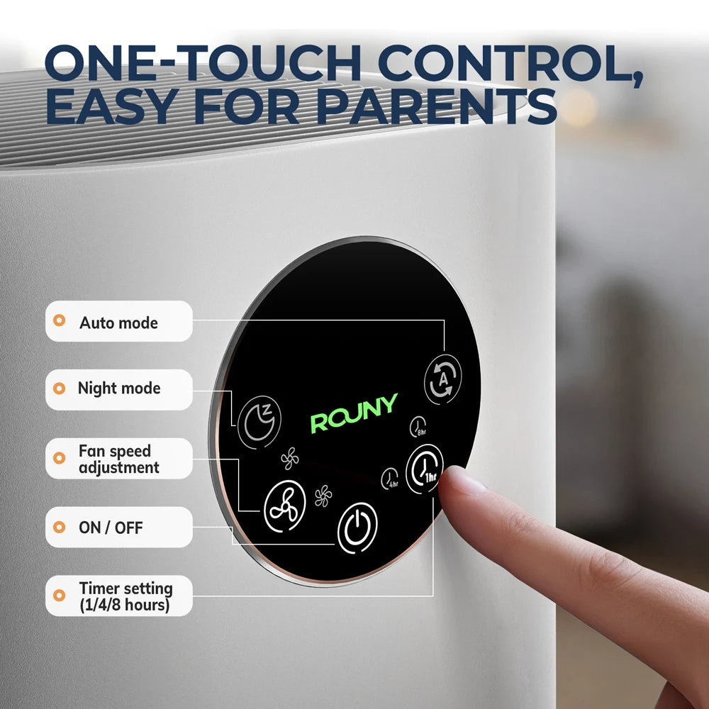 Rouny Air Purifier Humidifier H13 HEPA Filter Home Allergies Pets