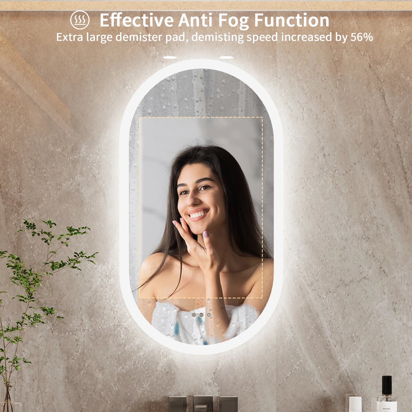 Wisfor Led Bathroom Mirror Oval Backlit Vanity Frameless Anti Fog