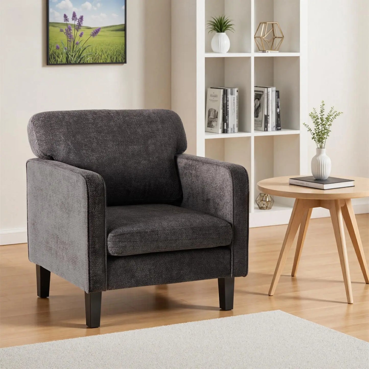 JHK Modern Accent Chairs for Living Room Ergonomic with Armrest and Backrest Lumbar Support Reading Lounge Chair For Bedroom