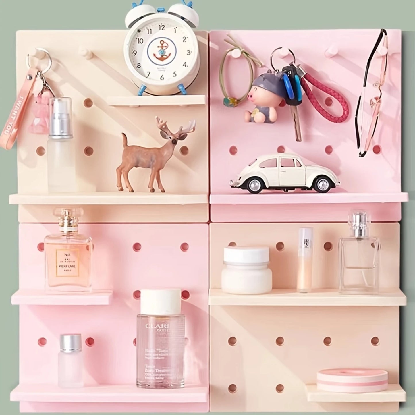 Adjustable Wall Mounted Pegboard Shelf Organizer For Home Office