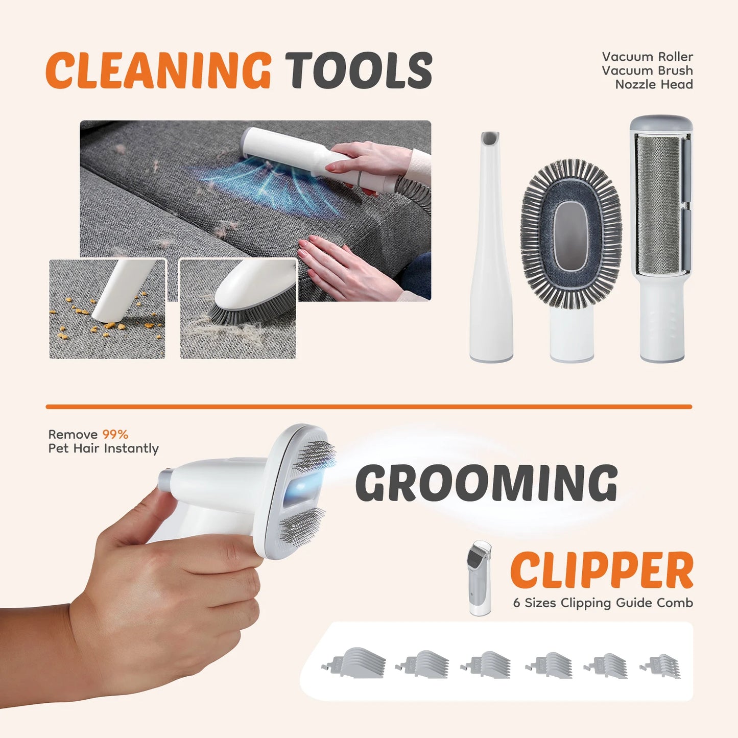 Sweetcrispy Pet Grooming Clipper And Vacuum Kit Cordless