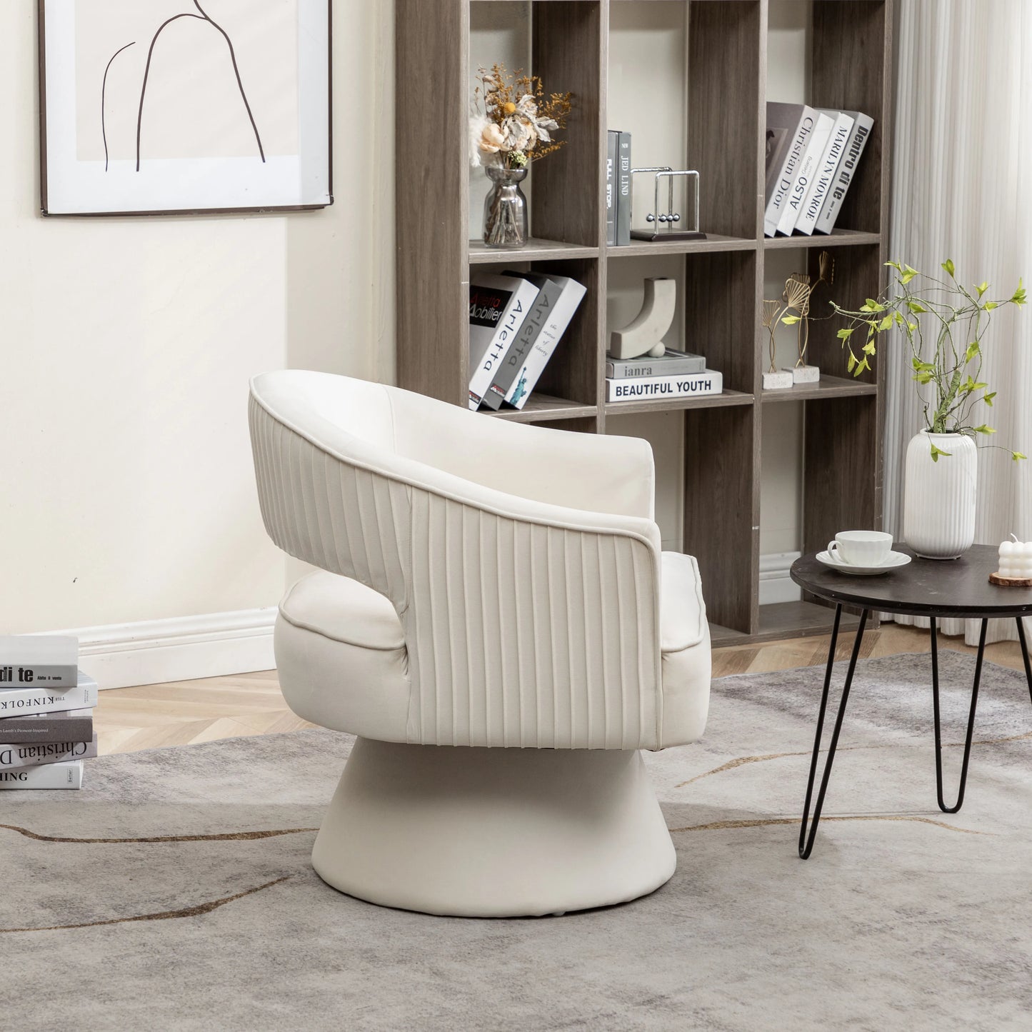 SEYNER Modren Velvet Swivel Arm Chair, Bedroom Chair living Room Furniture Vanity Throne Lounge Nordic Sofa Single Sofa