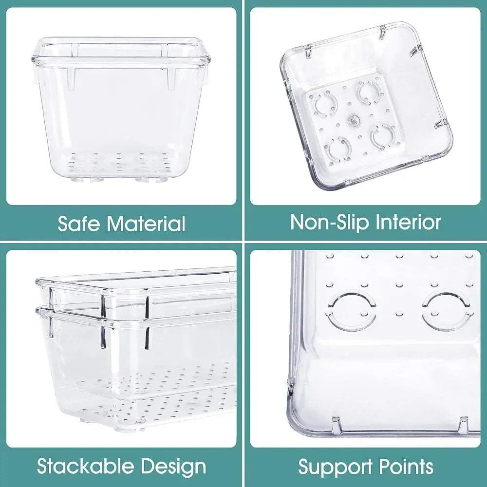 Clear Plastic Drawer Organizer Set 25 Compartments for Desk Storage