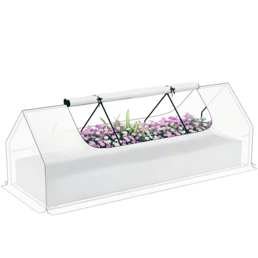 Galvanized Metal Planter Box With Mini Greenhouse Cover For Patio Balcony