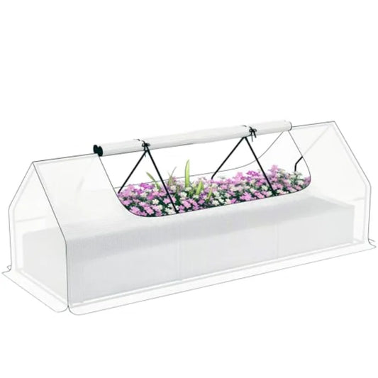 Galvanized Metal Planter Box With Mini Greenhouse Cover For Patio Balcony