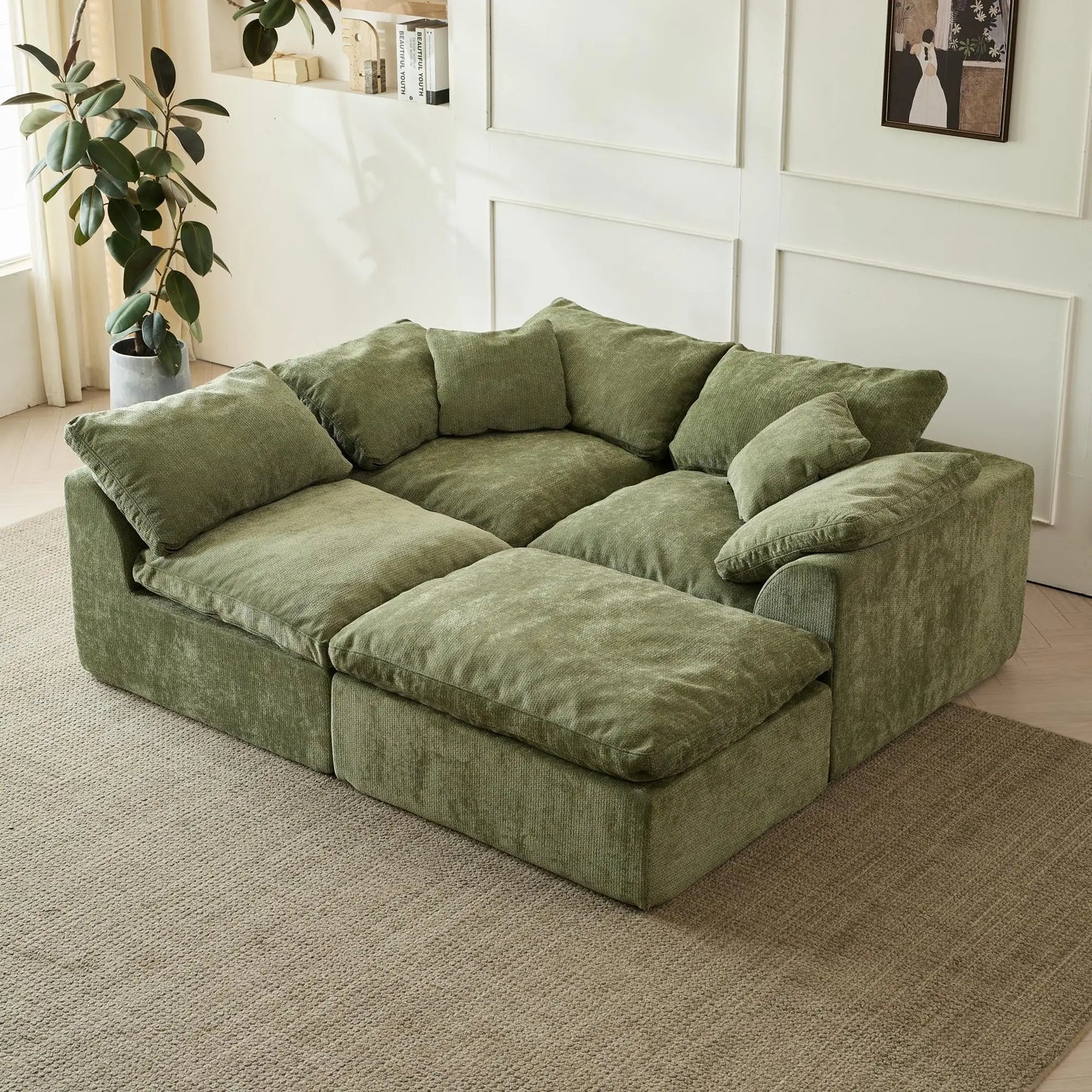 Yeflixvrau Modern Cloud L Shaped Sofa Modular Sectional