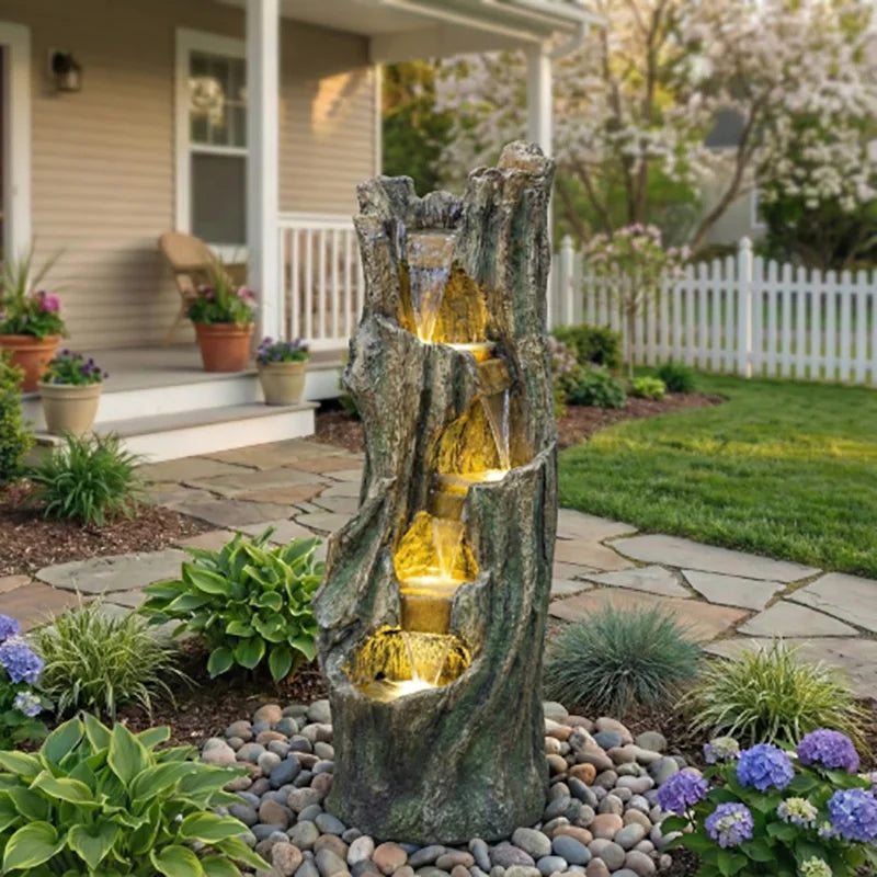 Waterfall Outdoor Fountain for Gardens and Patio With LED Lights