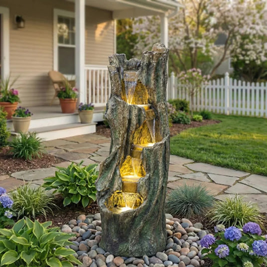 Waterfall Outdoor Fountain for Gardens and Patio With LED Lights