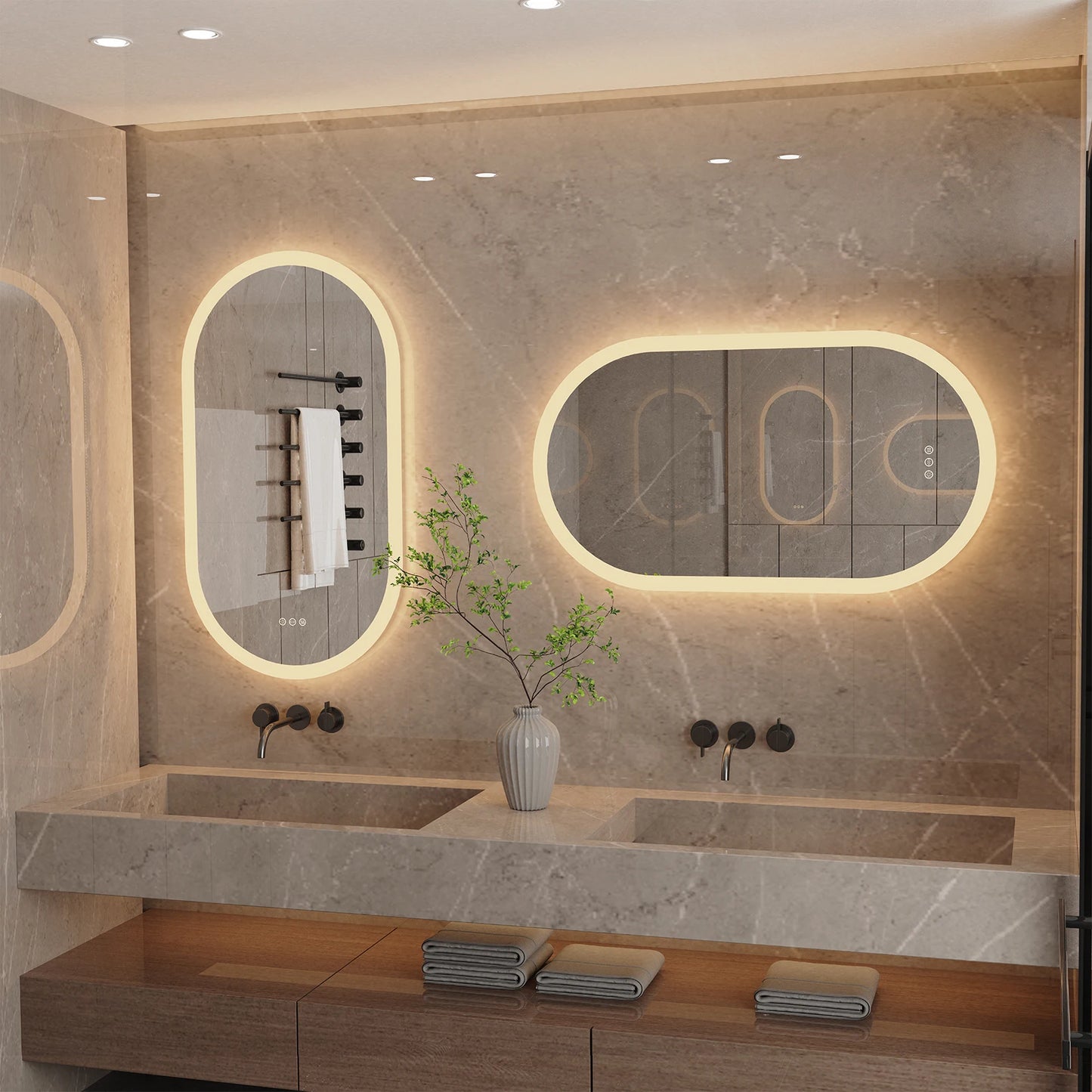 Wisfor Led Bathroom Mirror Oval Backlit Vanity Frameless Anti Fog
