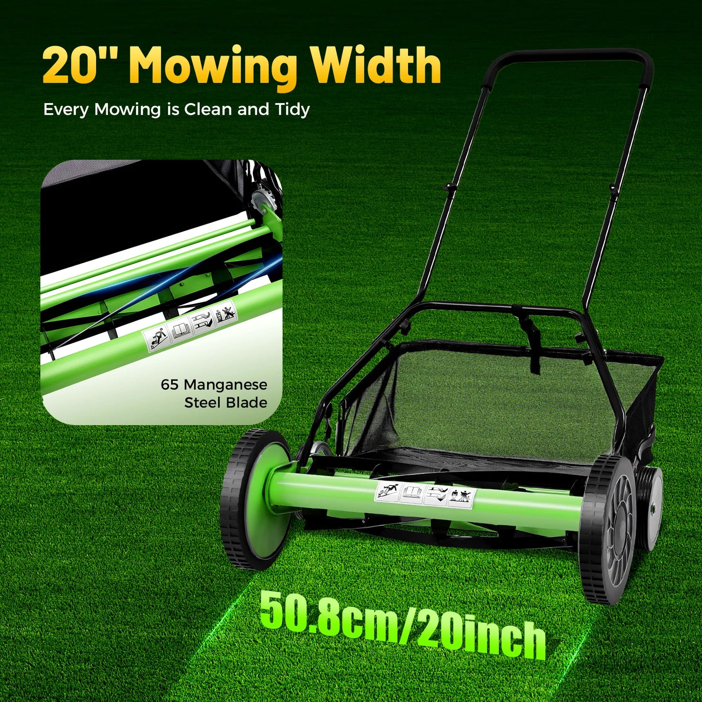 65 Manganese Steel 5 Blade Lawn Mower With Grass Catcher