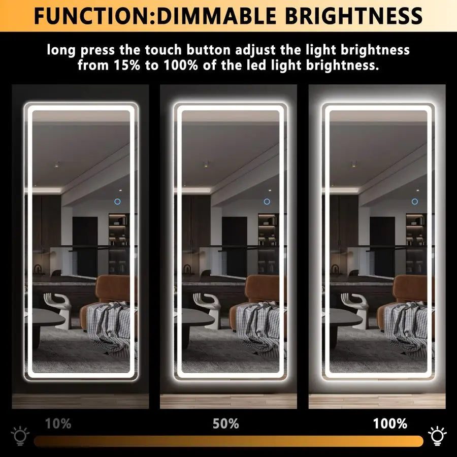 LED Door Mirror Lighted Wall Mounted Dressing Mirror