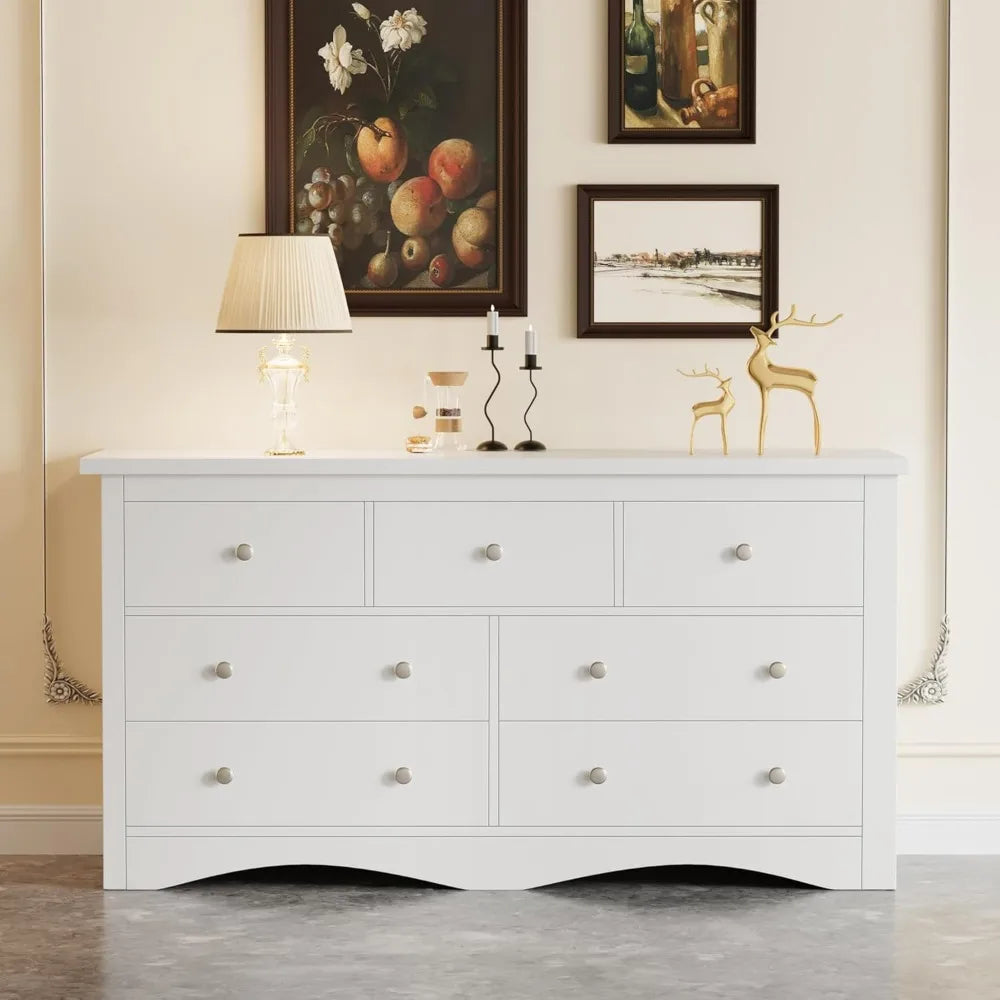 Furmax Dresser for Bedroom 7 Wood Dresser Chest of Drawers TV up to 65 inch TV Stand Storage Chest Drawers Hallway Entryway