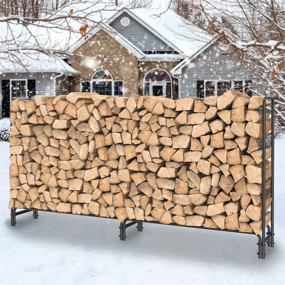 Elevated Rustproof Firewood Rack, Steel Storage for Outdoor Use