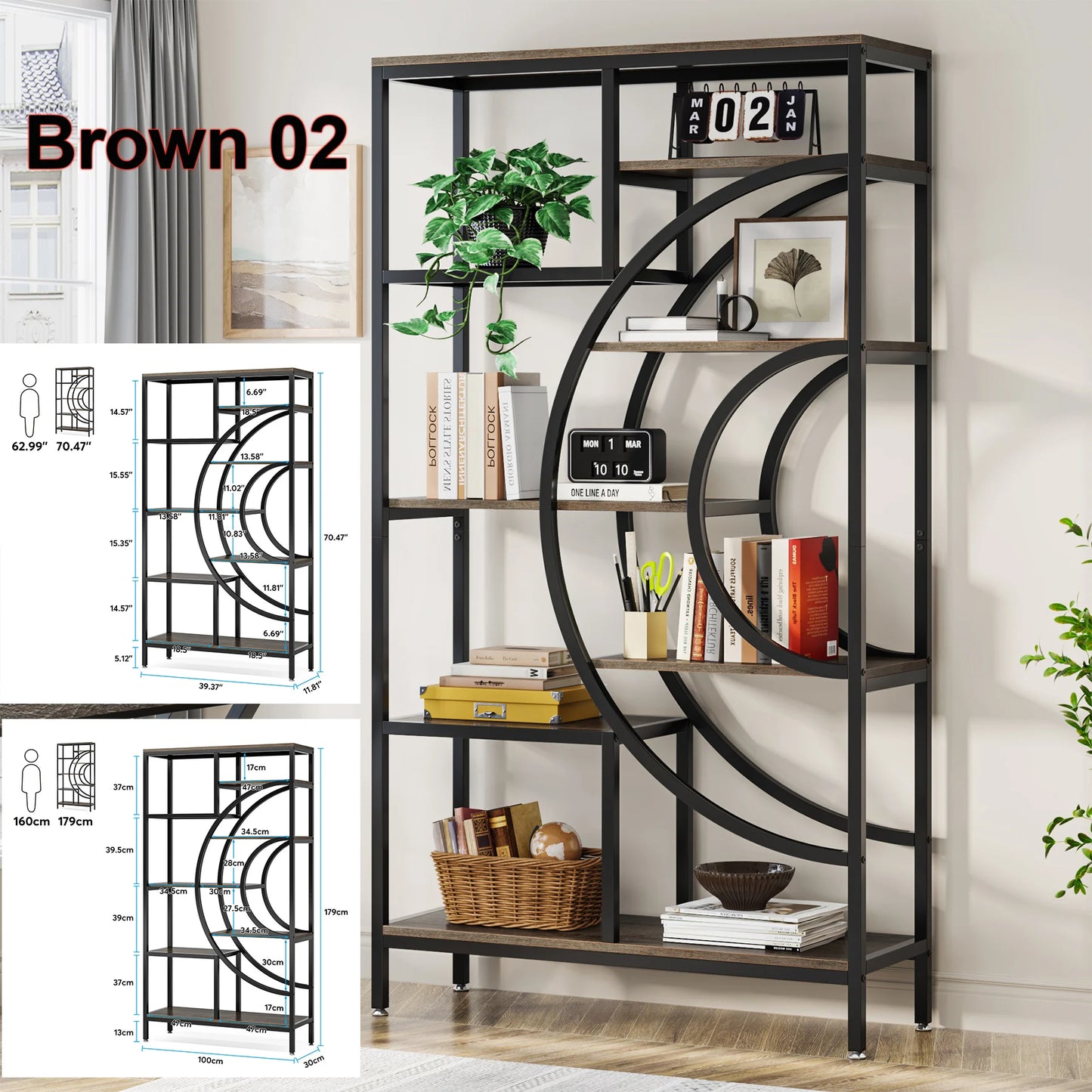 Tribesigns Industrial 5-Tier Etagere Bookshelf