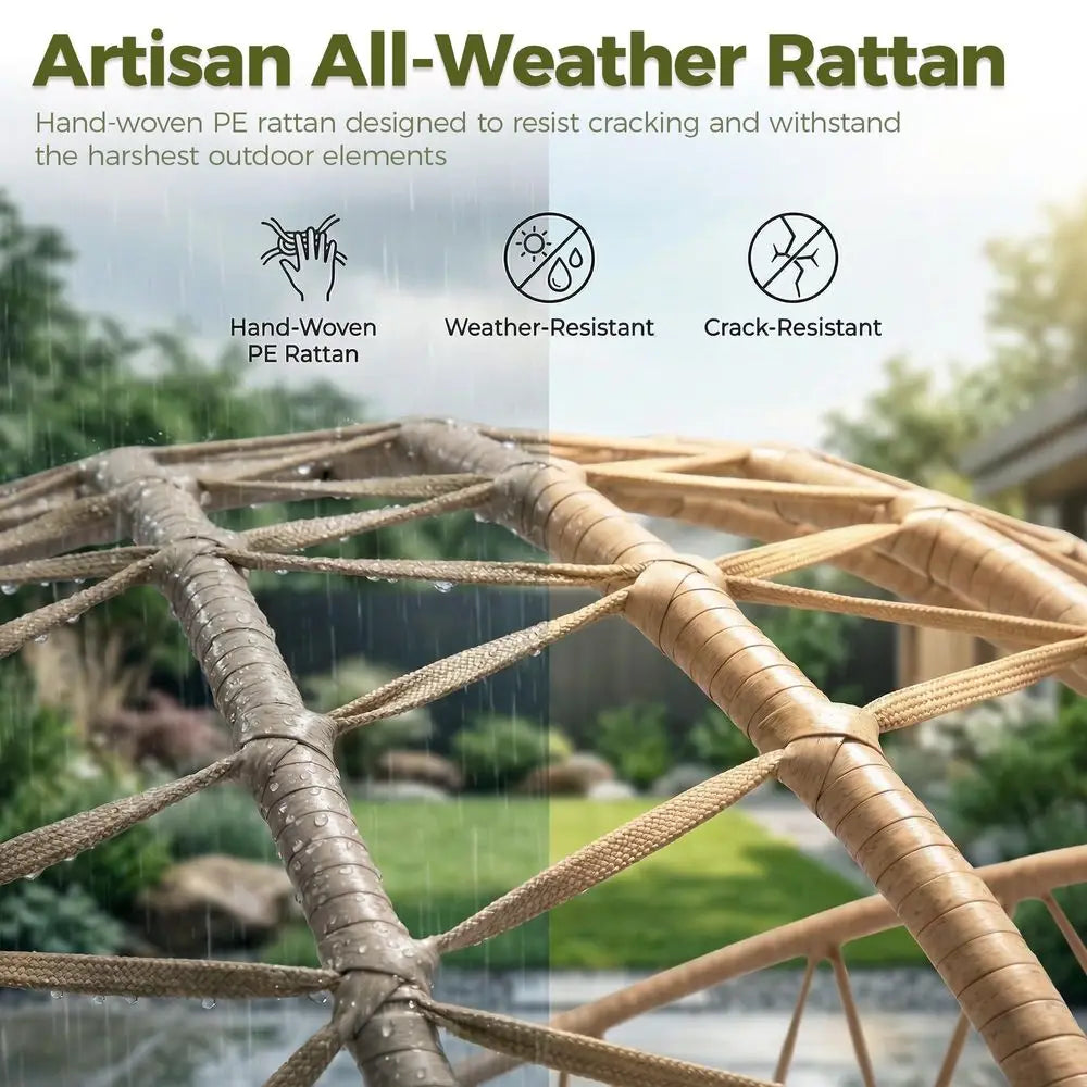 All-Weather Double Hanging Egg Chair With Stand For Outdoor Use