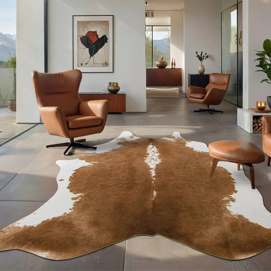 Premium Faux Cowhide Rug Cow Print Western Style Living Room