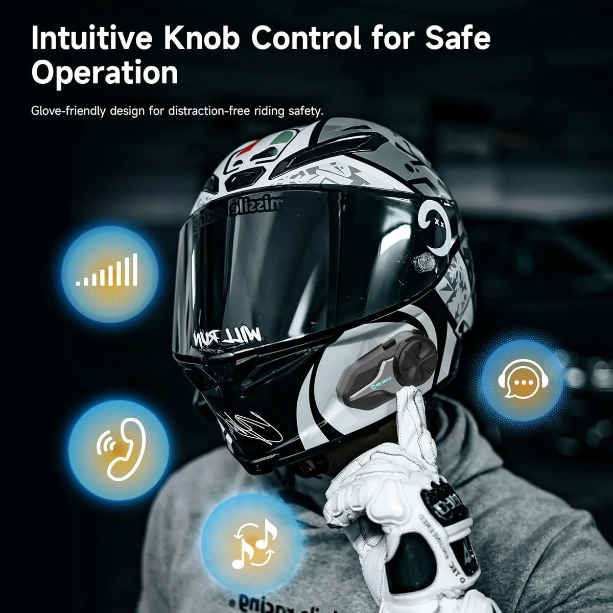 Synco MOTO Communicator Motorcycle Bluetooth Helmet Intercom Headset IP65 Waterproof