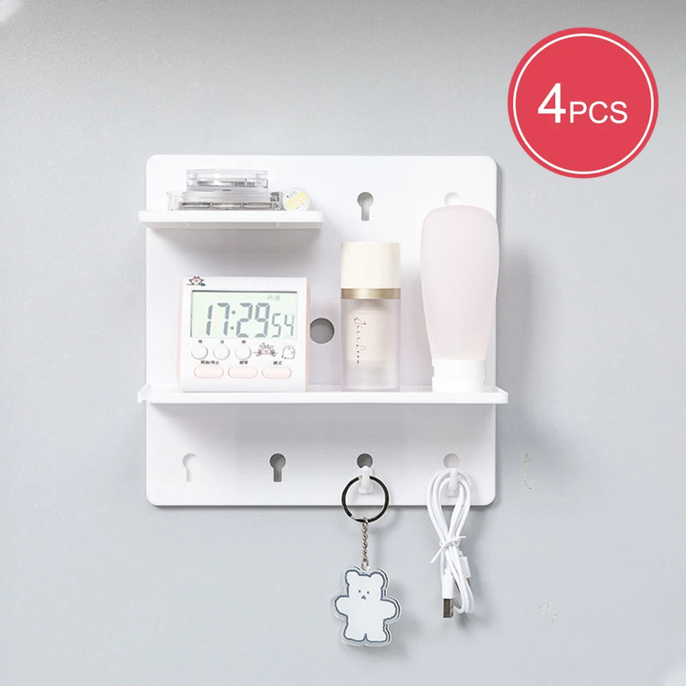 Perforation-Free Wall Shelving Rack, Plastic, Ideal For Dorms