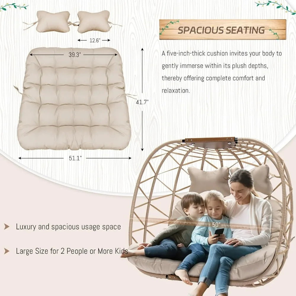 BlueXYard Hanging Egg Chair With Stand Wicker Patio Lounge