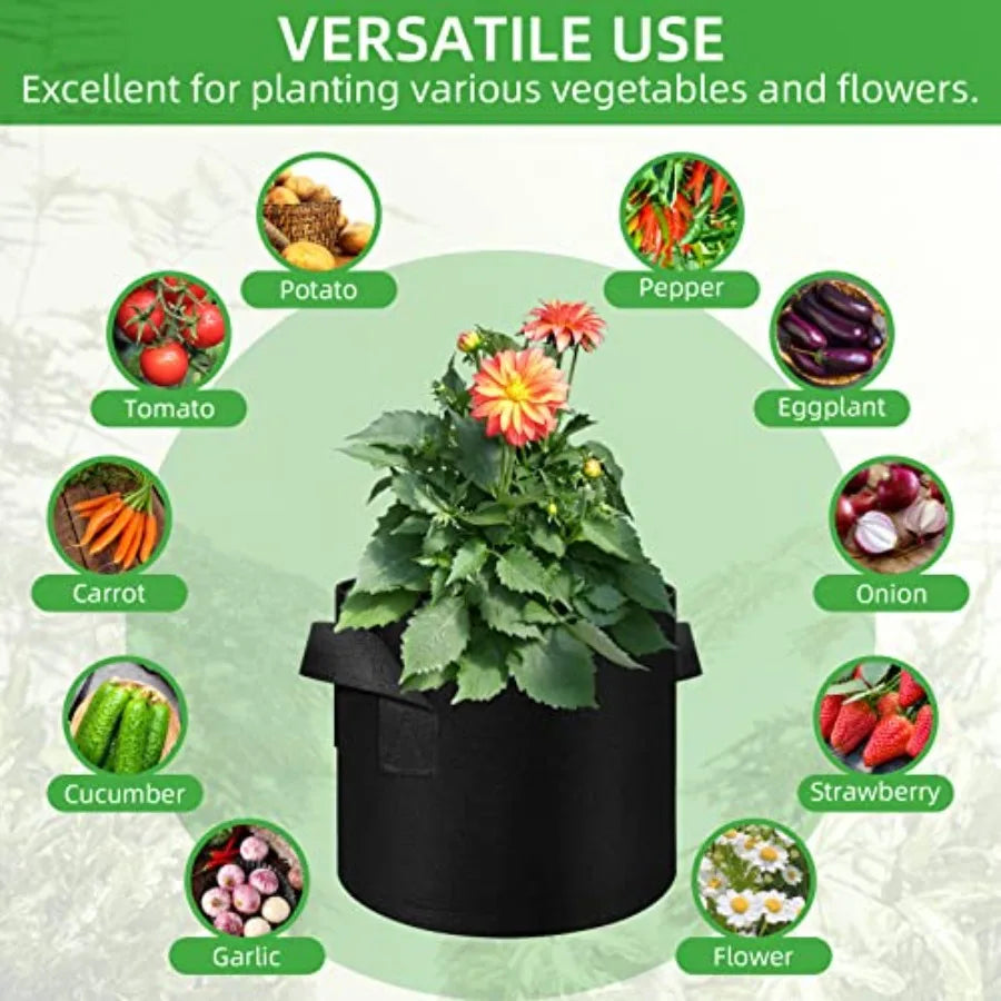 Breathable Felt Grow Bags With Handles For Garden Plants
