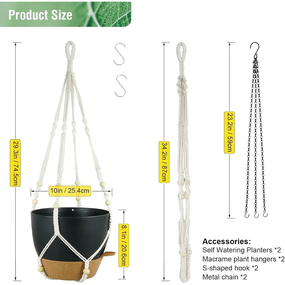 Self Watering Hanging Planters 10 Inch For Indoor Outdoor Use