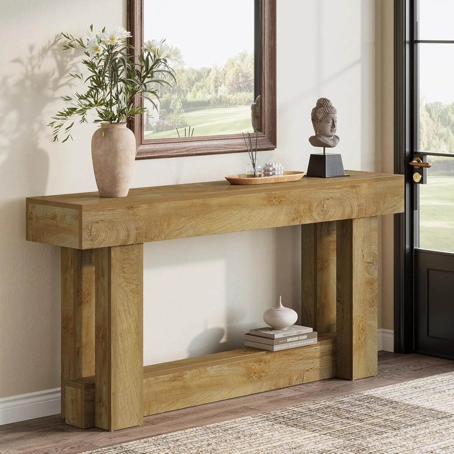 Little Tree Two-Tier Wood Console Table for Entryway