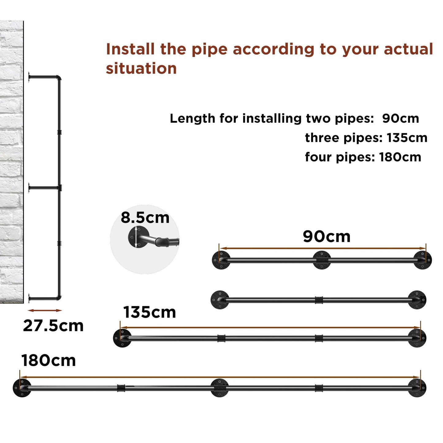 Industrial Pipe Clothes Rack Heavy Duty Wall Mounted Garment Rack