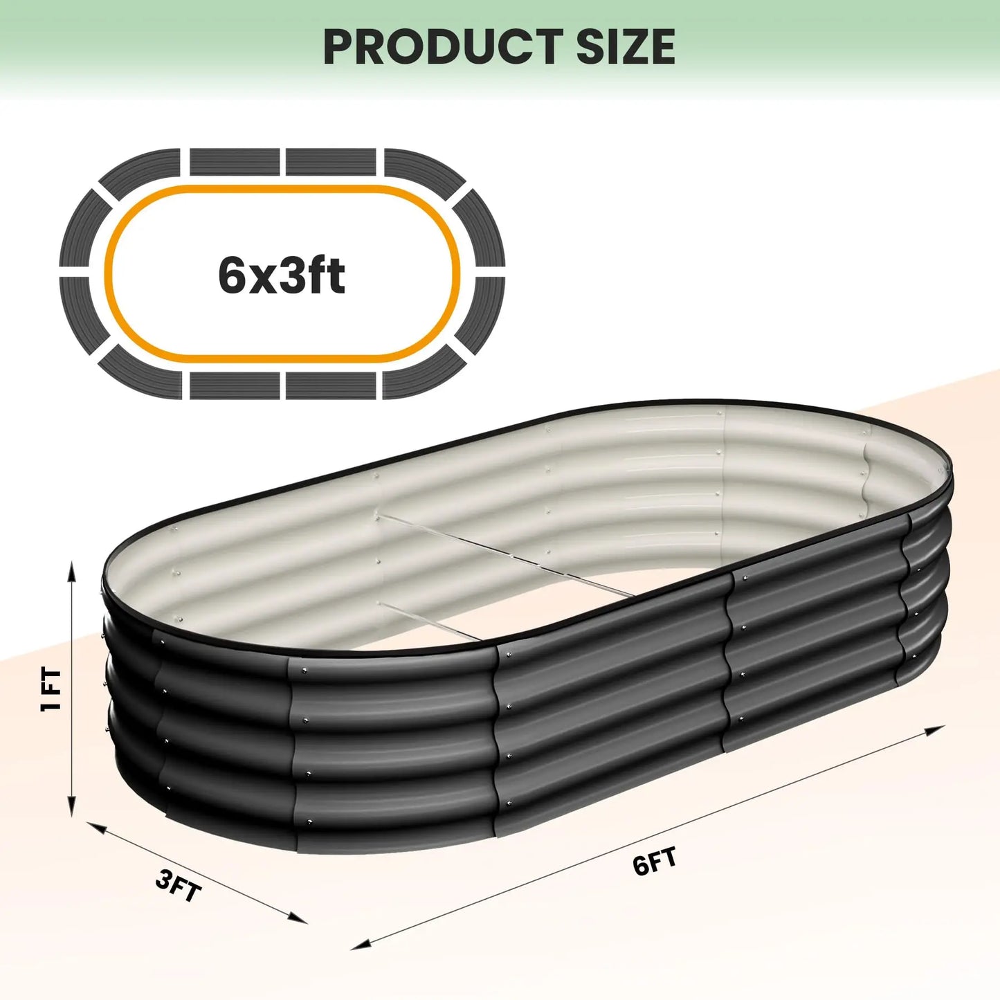 HiMISS 2-Pack Oval Galvanized Steel Raised Garden Beds