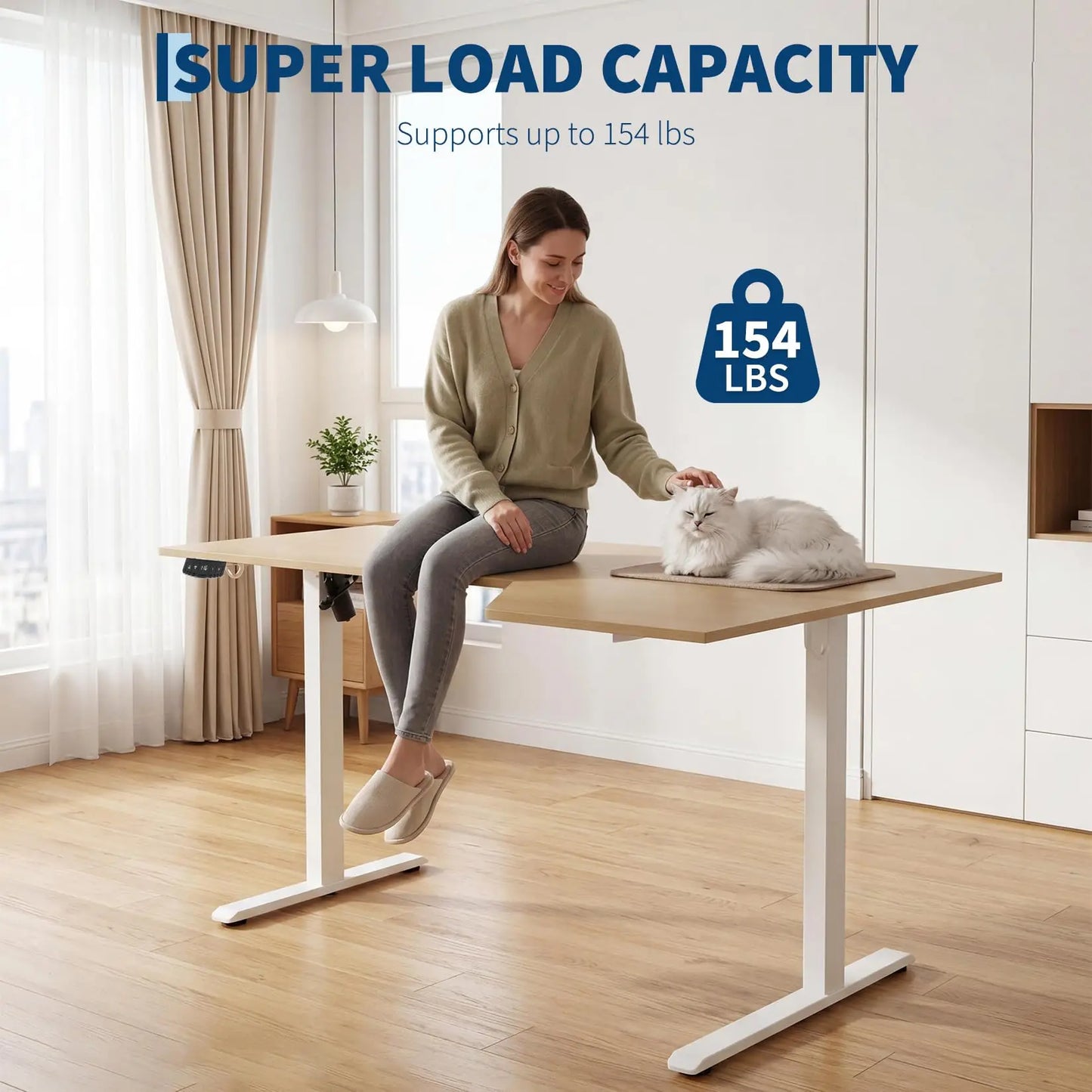 L Shaped Electric Standing Desk – Height Adjustable 59 x 35 Inch Ergonomic Perch Stand Workstation – Memory Preset – Executive Writing Table for Home or Office – US Standard, 59 Inches