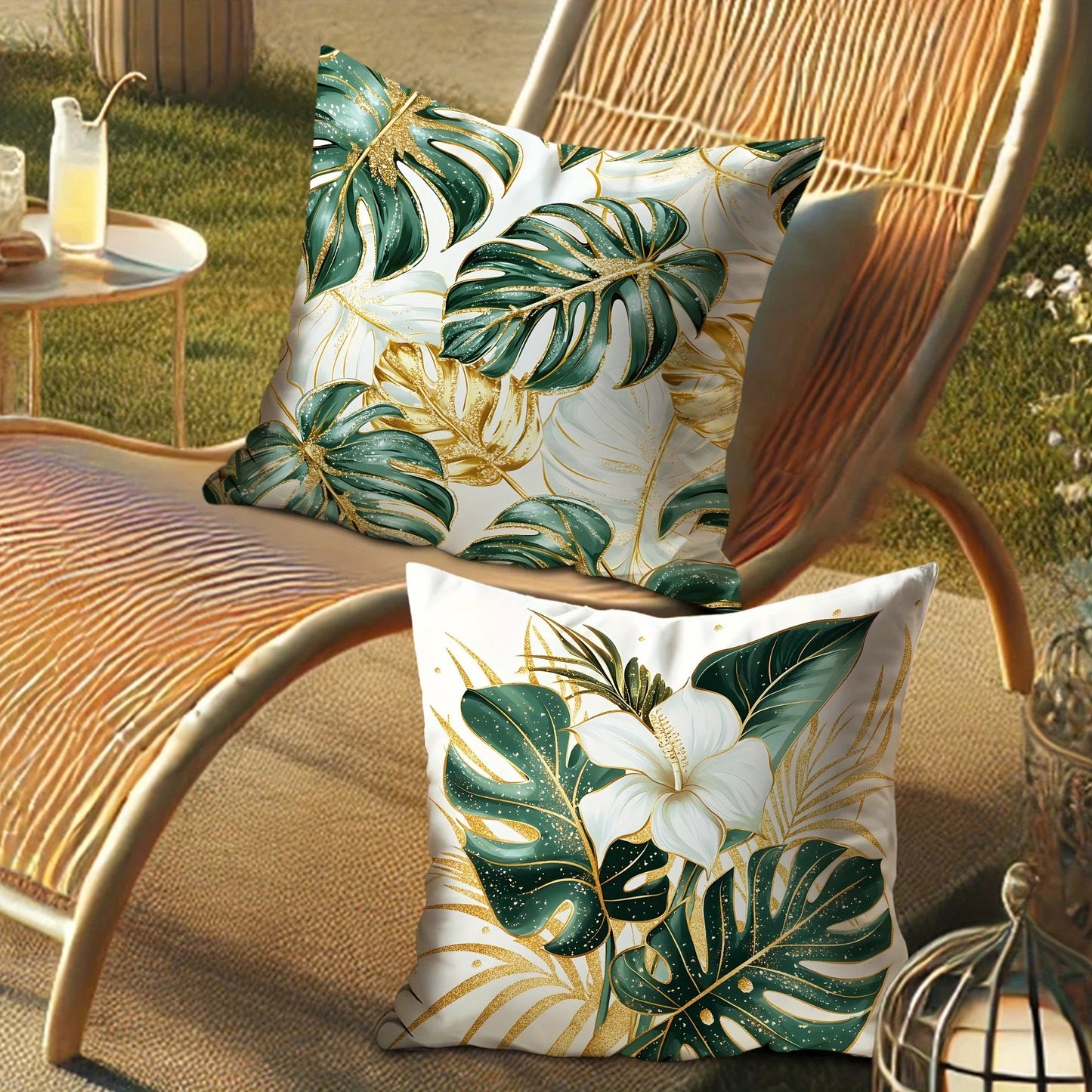 Tropical Leaf Velvet Pillow Covers Set