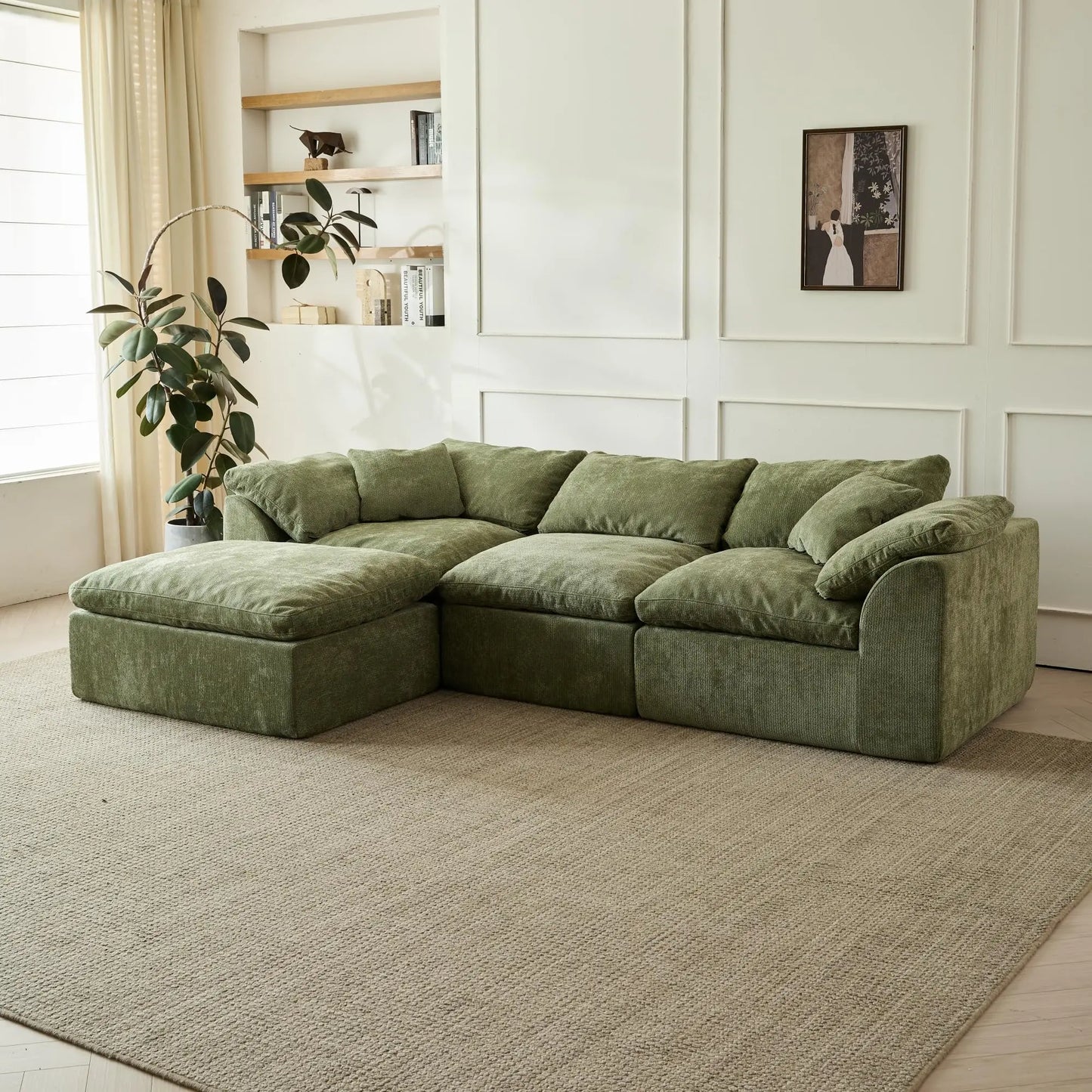 Yeflixvrau Modern Cloud L Shaped Sofa Modular Sectional