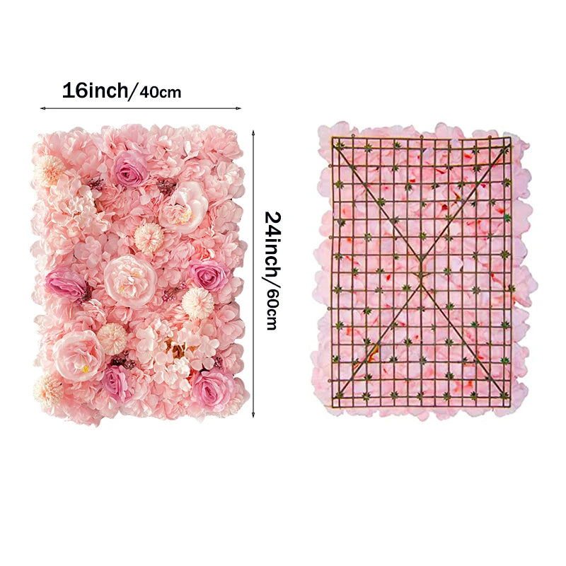 Pink Silk Rose Flower Wall Artificial Flower For Wedding Decoration BabyShow Party Birthday Gift Home Backdrop Decor