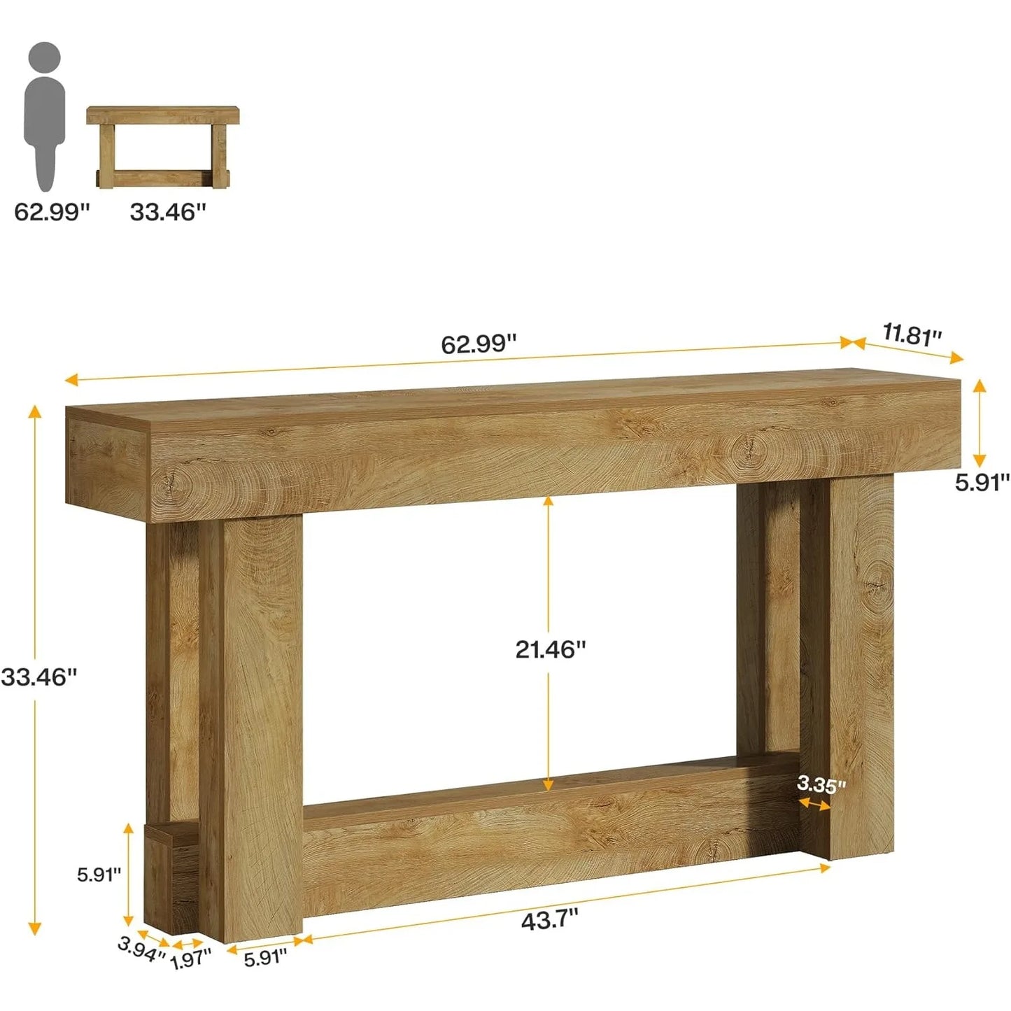 Little Tree Two-Tier Wood Console Table for Entryway