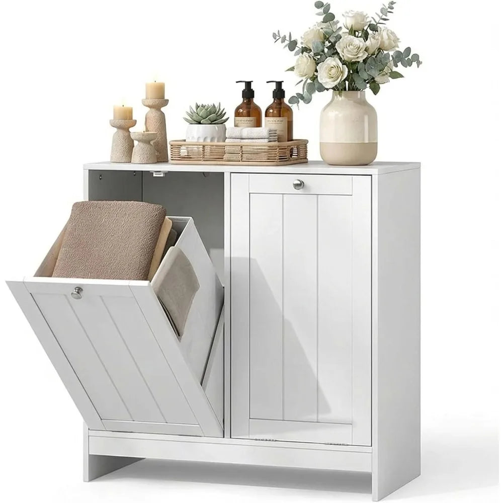 Tilt Out Double Laundry Hamper Cabinet With Removable Baskets