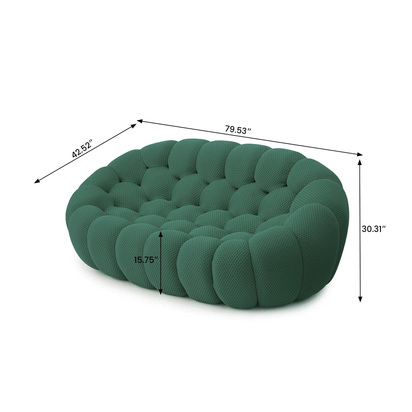 Sdorens Modern Curved Boneless Sofa 3D Knitted Fabric Loveseat